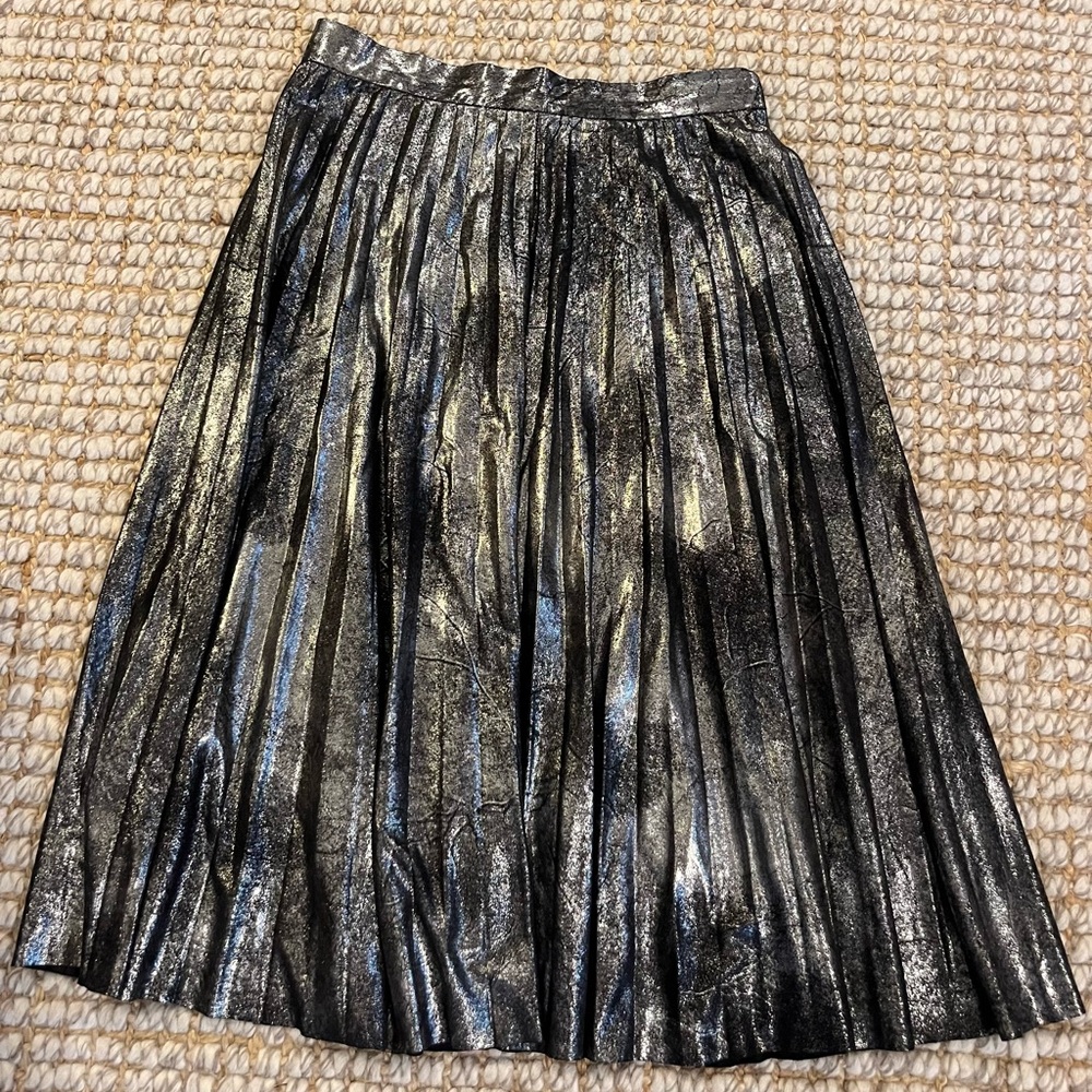 Zara metallic silver party skirt